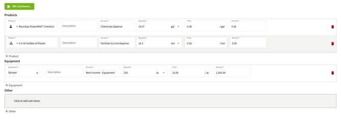 Enter details landlord invoicing