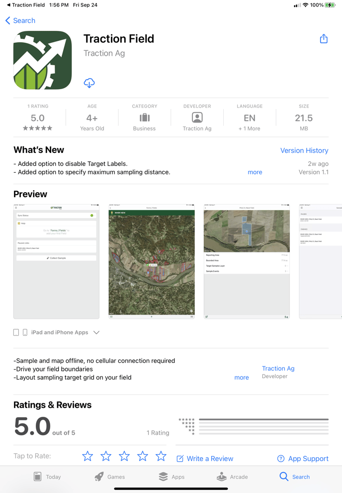 Traction Field in app store